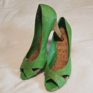 Nine West Green Cork Heels